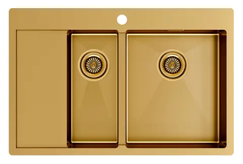 Кухонная мойка Paulmark Kroner 78/2SF R (780*510) Брашированное золото BG